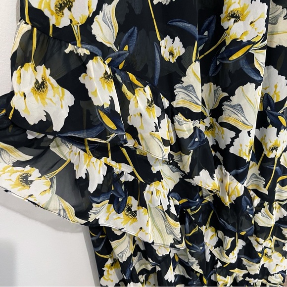 NWT INC Floral Print High-Low Maxi Dress Asymmetrical Ruffles Sundress Size 12 - Picture 4 of 11